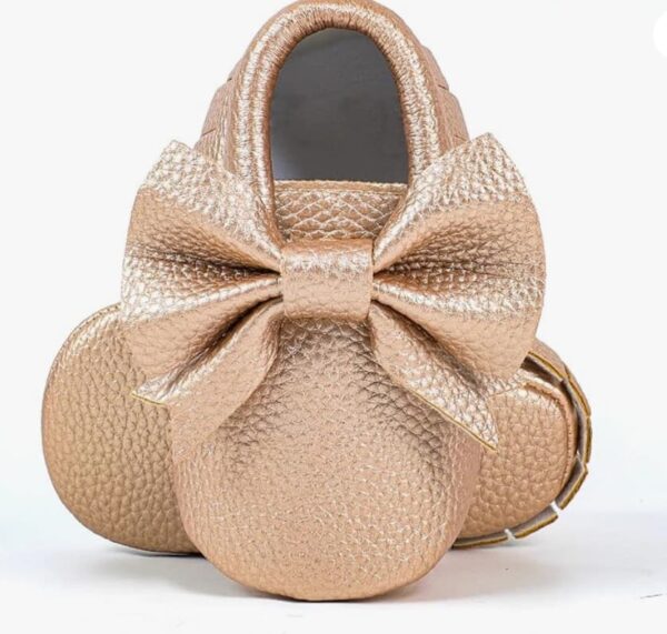 Double Bow Fringe Baby Moccasins