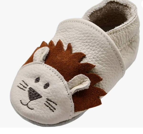 Beige Lion,fox feet baby moccasins, Crib Shoes Baby Moccasins