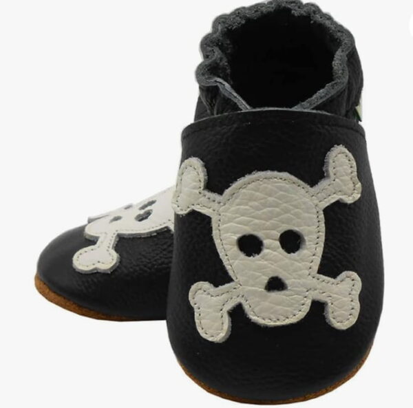 Black Skull,baby moccasin shoes leather Soft Sole,Infant Toddler Prewalker Shoes