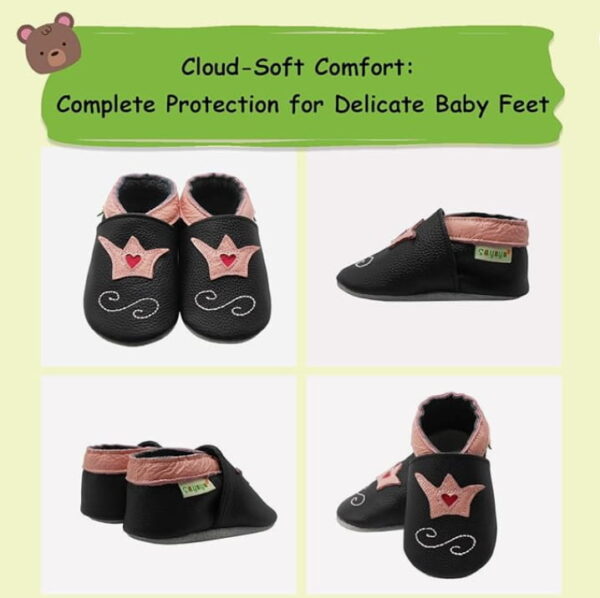 Black-crown,baby moccasin shoes leather Soft Sole,Infant Toddler Prewalker Shoes