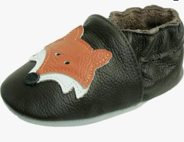 Dark Brown Fox,fox feet baby moccasins, Crib Shoes Baby Moccasins