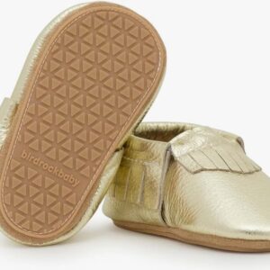 Gold,baby girl hard sole moccasins,gold and white