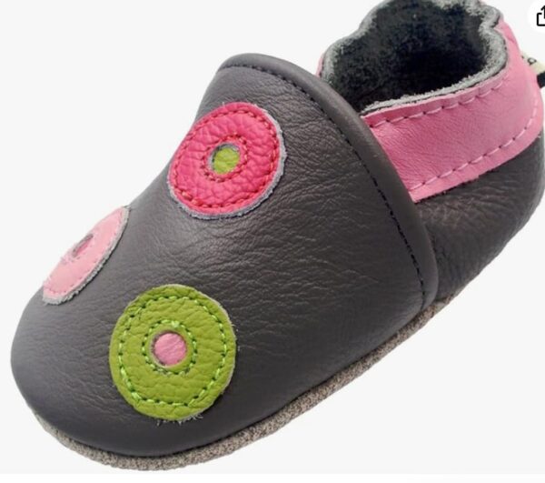 Grey Circle,fox feet baby moccasins, Crib Shoes Baby Moccasins