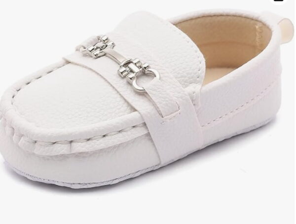 White,baby boy leather moccasins,Crib Shoes