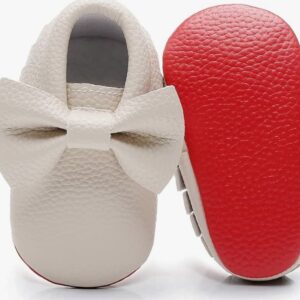 Double Bow Fringe Baby Moccasins